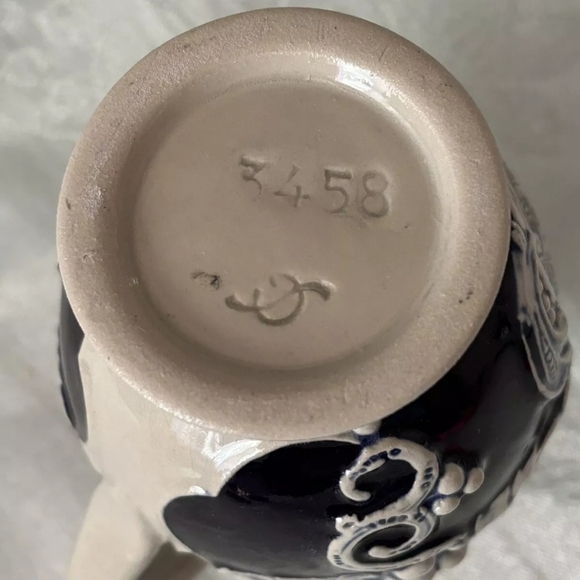 Vintage 1/4 Pitcher By Rothenburg #3458 Blue And White Stoneware - Picture 3 of 8